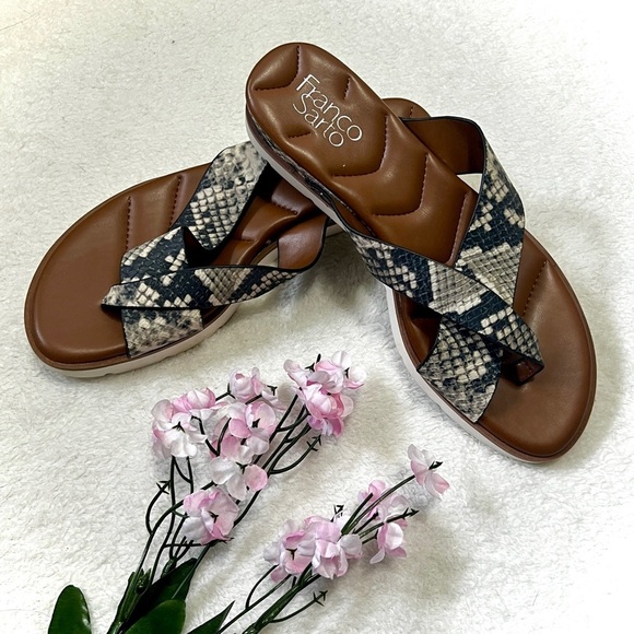 Franco Sarto Darious Snake Print Slide Sandals - Size 8 - Picture 1 of 9